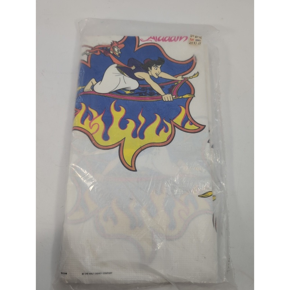 Vintage Disney Aladdin Beach Plastic Backed Party Table Cover Paper Tablecloth